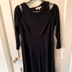 LOFT Black Dress with Off-Shoulder Detail